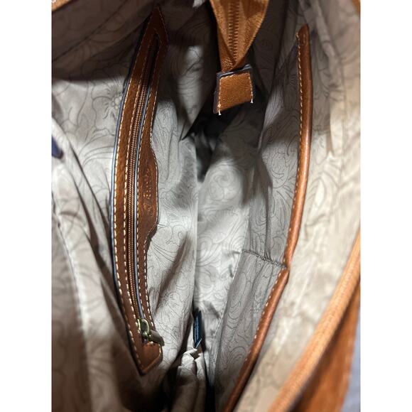 Justin Western Carry Handbag With Dual Zippered Pockets Magnet Closure Brown - Picture 8 of 11